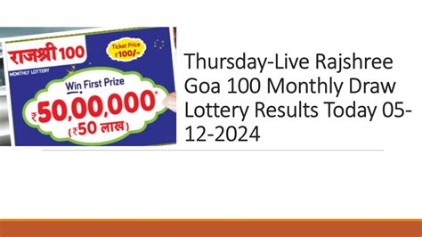 Goa Rajshree 100 Monthly Lottery Results 1.8.2024 .